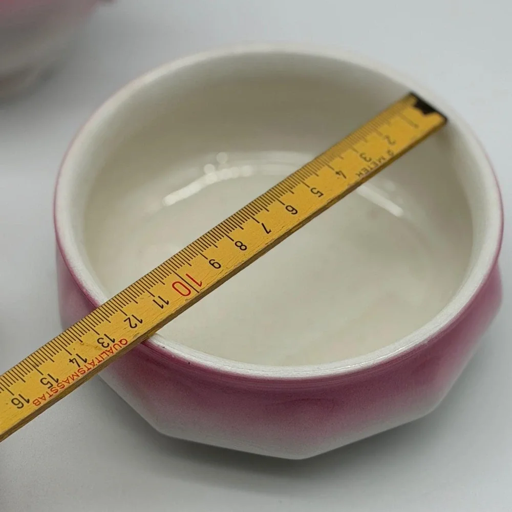 Antique E.P.P. Co Vashti Pink Ombre Ironstone Set Cup Bowl Tray 3pc Victorian